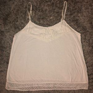 Cream Flowy Tank with Lace